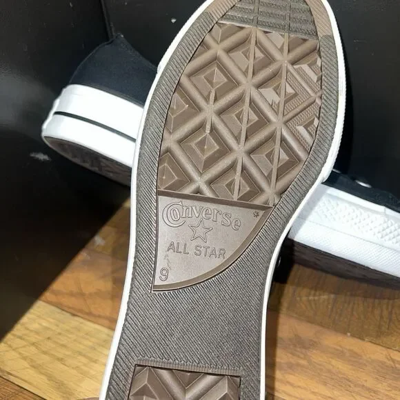 MEN'S CONVERSE CANVAS OX PLATFORM CHUCK TAYLOR ALL STAR BLACK SNEAKERS LOW TOP - Picture 4 of 7